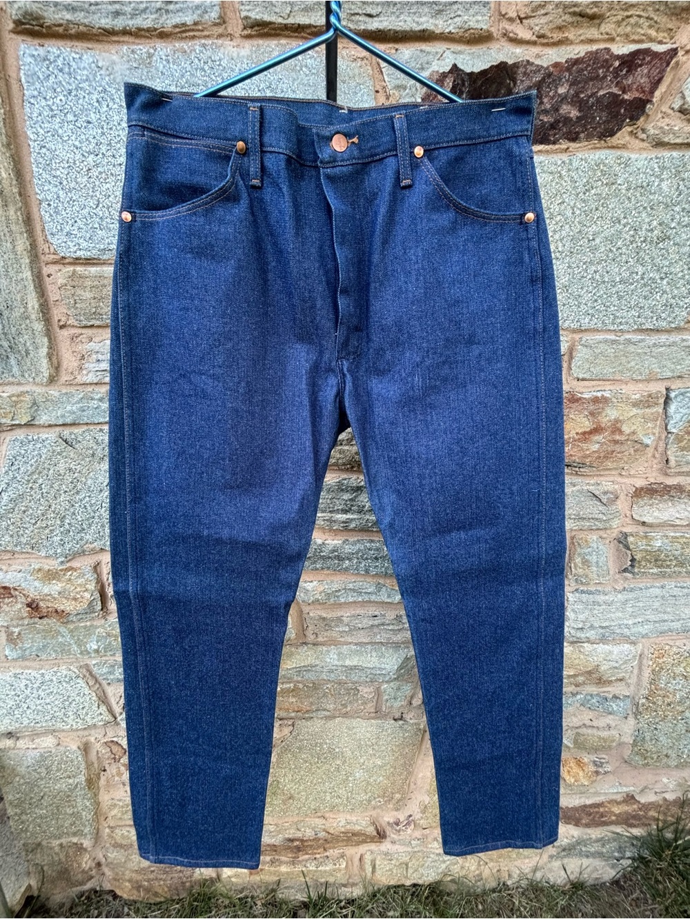 Vintage Wrangler Men's Dark Blue Jeans